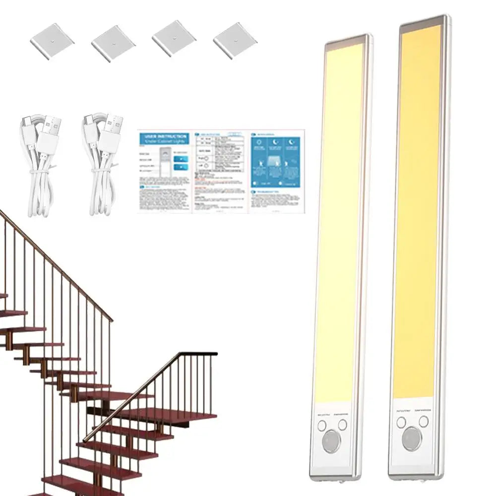 Under Cabinet Lighting Motion Sensor Closet Lamp 2200mAh USB Rechargeable Closet Lights Adhesive 3 Levels Dimmable Under Counter