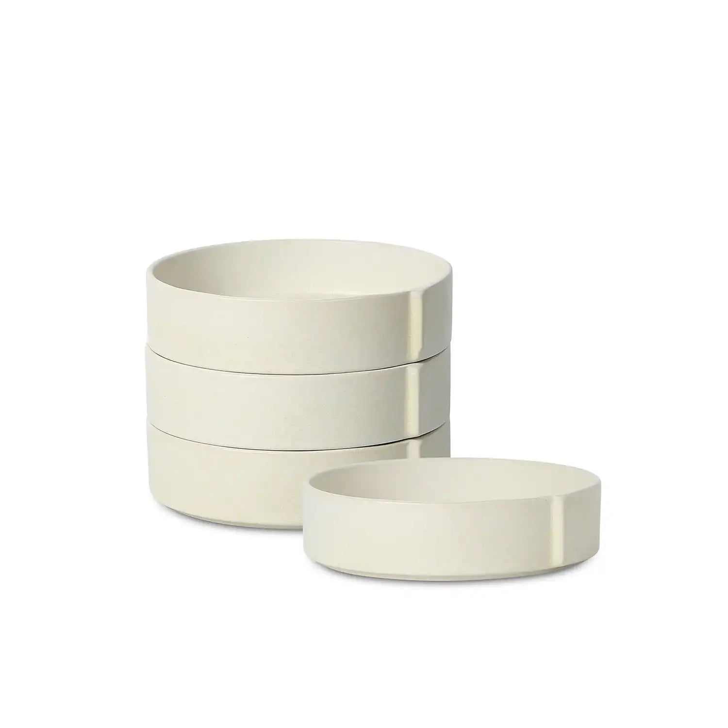 Bao Stoneware Pasta Bowls Set of 4, Beige, Durable Ceramic, Designed in New York, for Casual Dining & Gifting