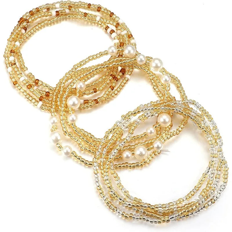 3Pcs Waist Beads for Women Belly Beads Elastic Chain African Waist Beads for Women Plus Size Bikini Jewelry