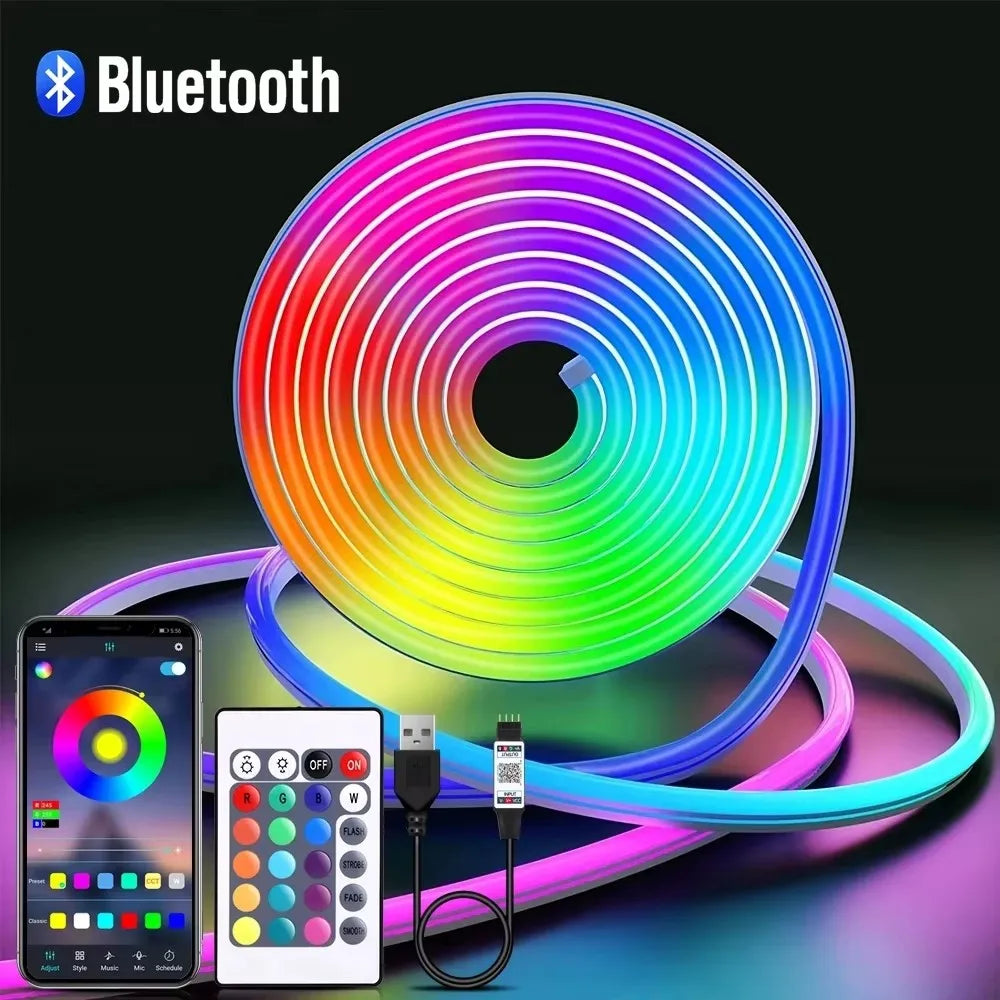 5V Neon Led Usb Light Strip 1M 2M 3M 5M Ip65 Waterproof Outdoor Rgb Neon Ribbon Tape Tuya Wifi Bluetooth App Remote Neon Band