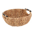 Natural Woven Water Hyacinth Decorative Bowl with Wooden Handles Home Storage Centerpiece Floral Arrangement Table Decor