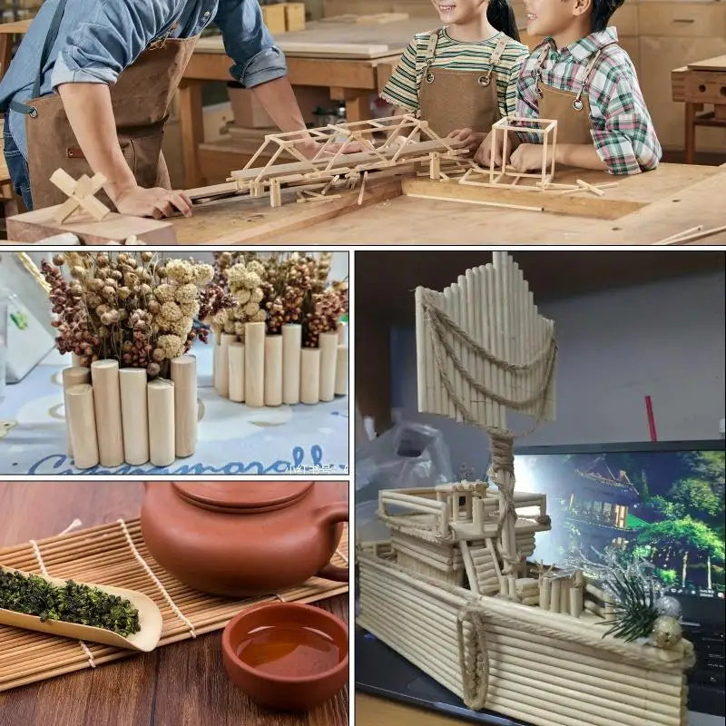 Round Wooden Stick 300mm Long DIY Wood Handmade 3/4/6/8/10/12/14mm Diameter Durable Dowel Building Model Woodworking Tool