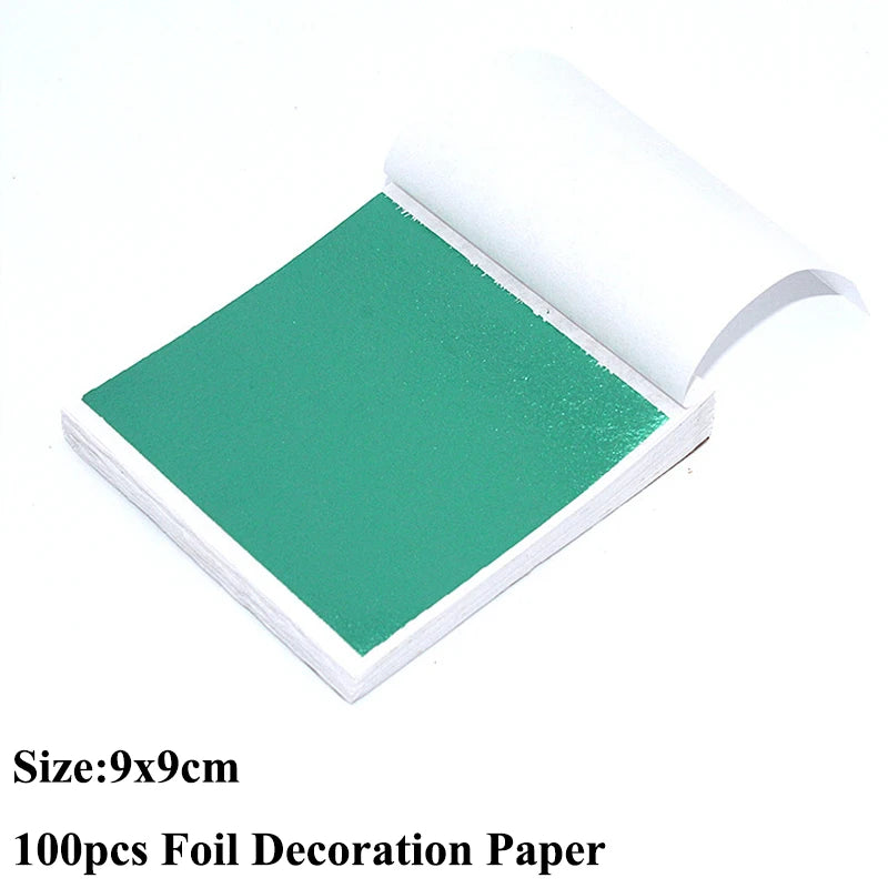 100pcs Imitation Gold Sliver Copper Foil Paper DIY Resin Candle Plaster Craft Leaf Flake Gilding Sheets Art Nail Home Decoration