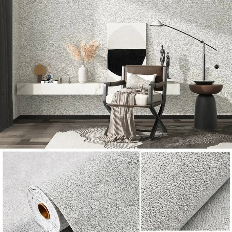 Linen 3D Foam Self-adhesive PVC Solid Color Thickened Waterproof Background Wall Renovation Wallpaper Wall Stickers Home Decor