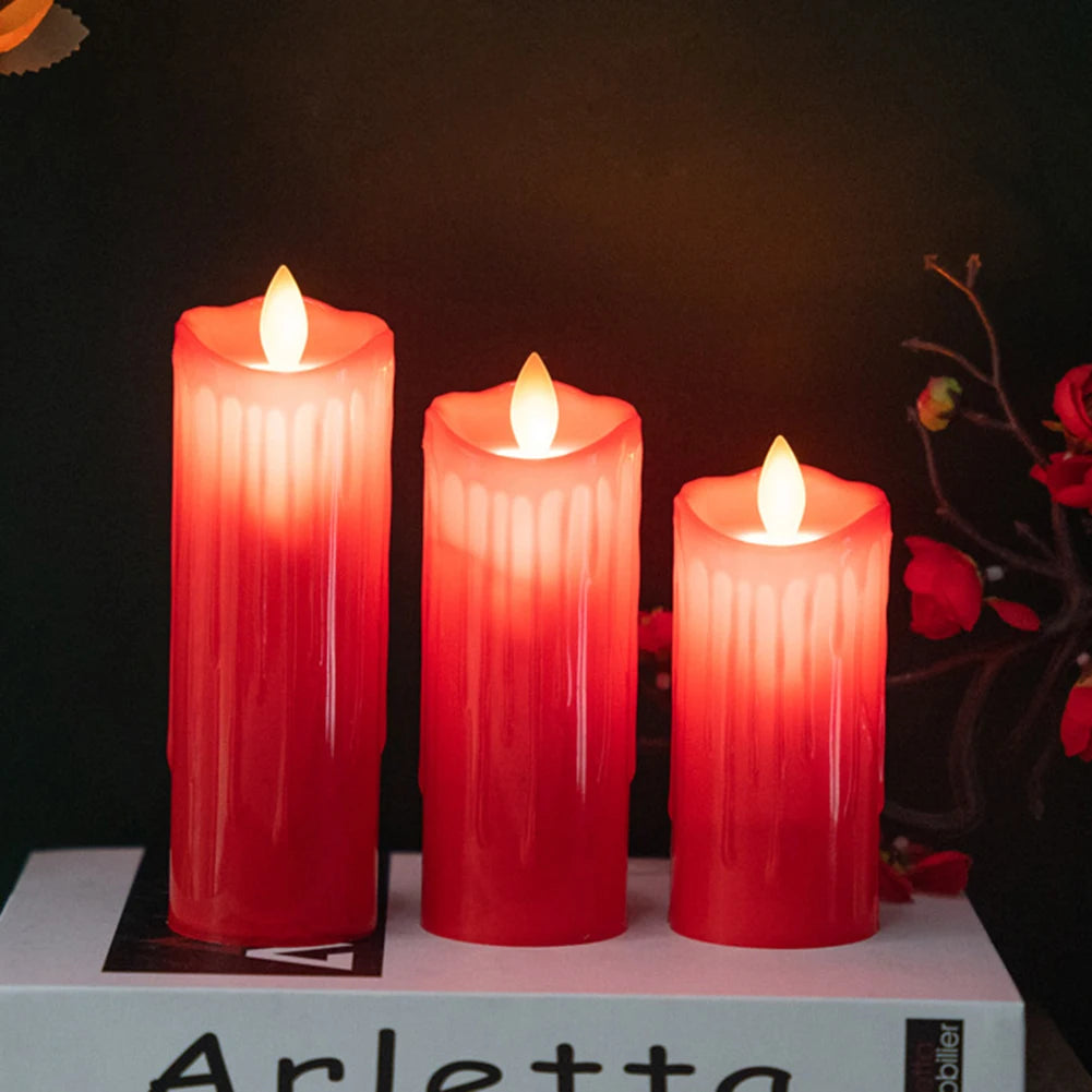 Flameless LED Candle Creative Red Auto Swing Flameless Candle Home Festival Halloween Christmas Party Decor Candle Light