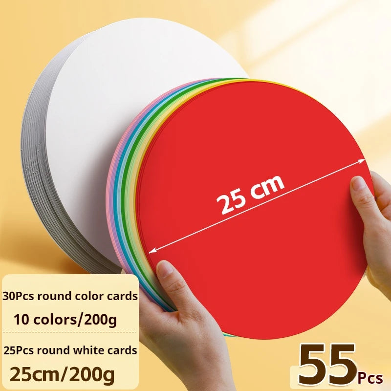 25/29/36 cm Colored Cardstock 200g Round Blank Cardboard Cardstock Sketch Paper for DIY Craft Papercraft Scrapbook Paper Album