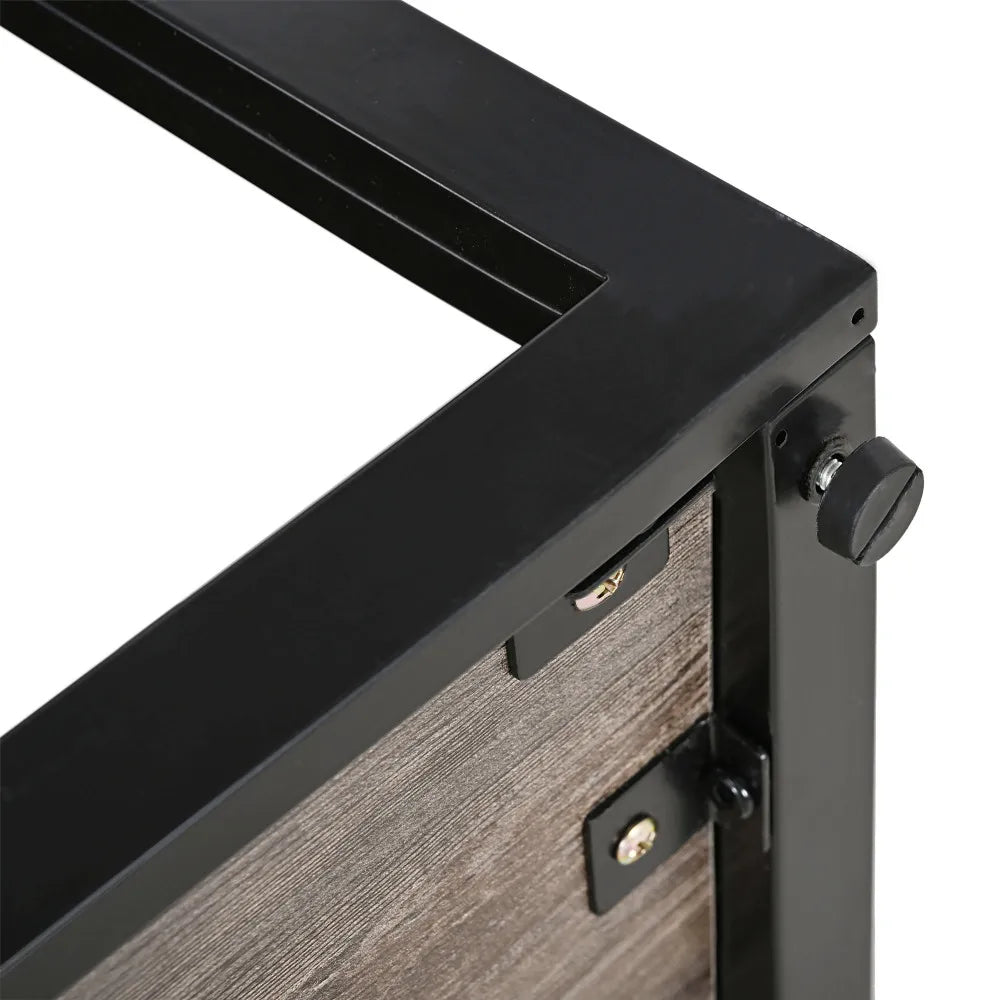 Modern coffee table for Bedroom & Living Room, Tempered Glass&Rustic Wood Grain MDF, Industrial Style coffee table