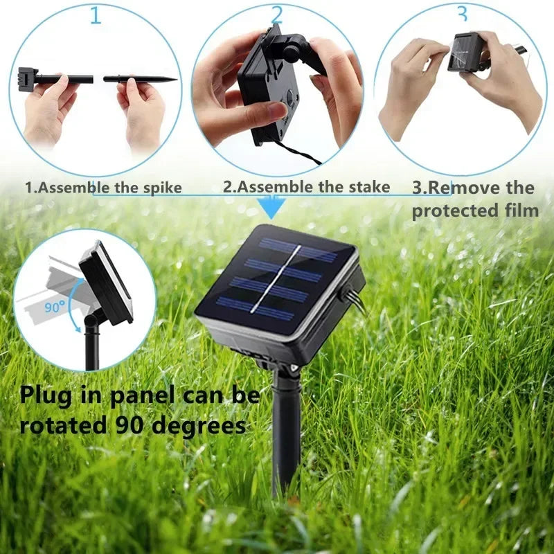 5/7/12m Outdoor LED Crystal Globe Light Solar Fairy Light Solar String Light for Easter Wedding Party Decoration