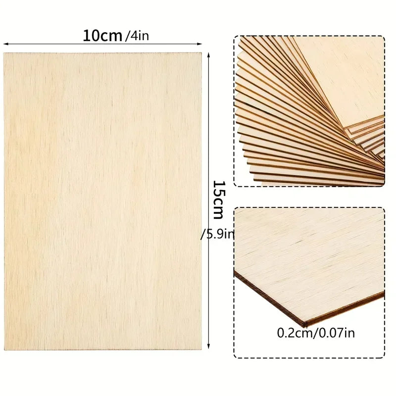 10pcs Unfinished Rectangular Wood Panels for DIY Craft Cutting Wooden Graffiti Painting Decorative Thin Boards  Art Supplies