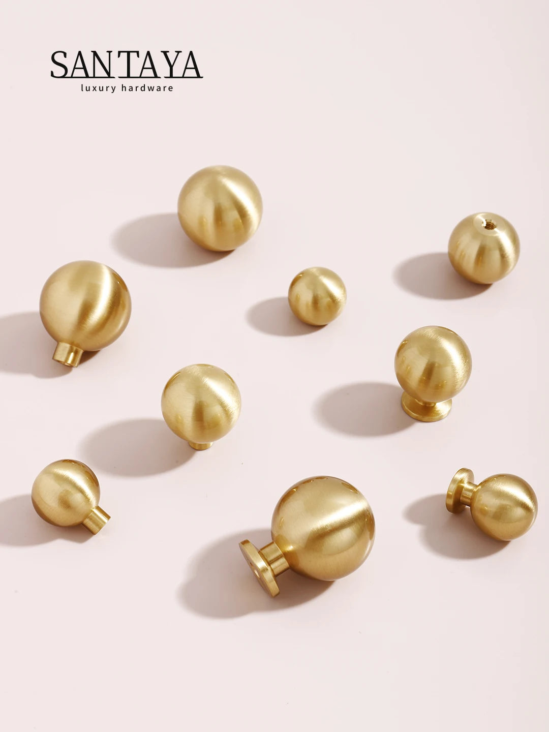 Santaya Brass Knob Round Furniture Handle Ball Modern Minimalist Gold Drawer Knob Wardrobe Pull Kitchen Handle Solid Single Hole