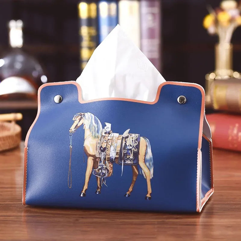 Leather Tissue Box European Retro Style Waterproof Napkin Holder Bathroom Car Living Room Coffee Table Universal Storage Box