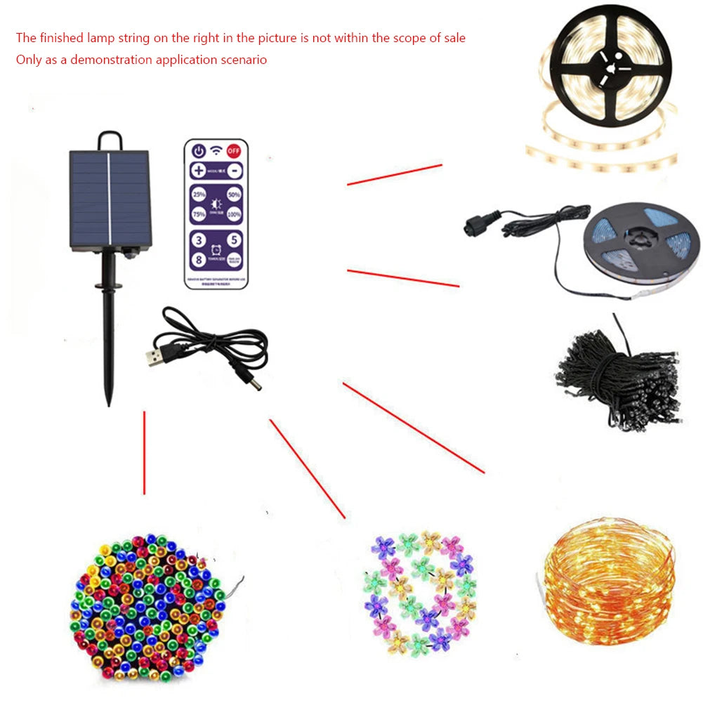 Solar Battery Box Outdoor Indoor LED String Lamp Panel Controller with Remote