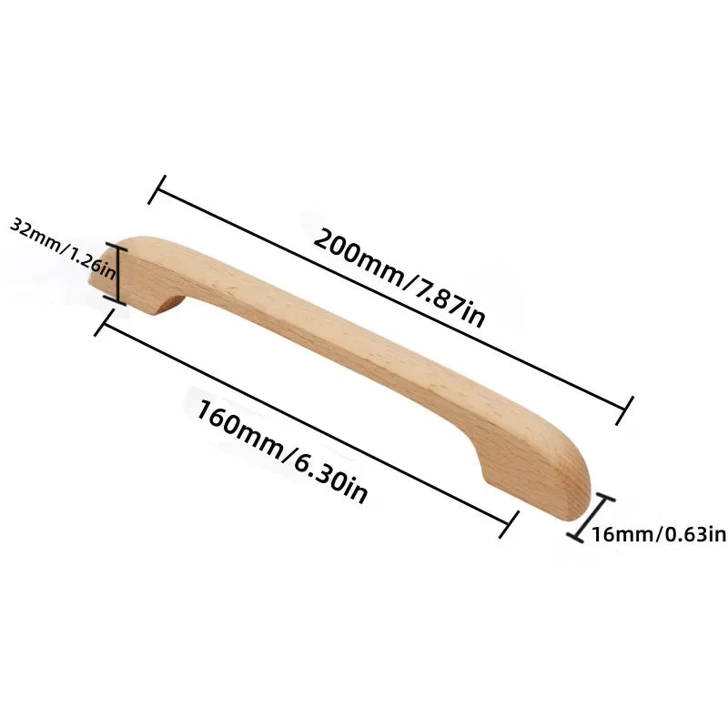 Beech Wood Handles Kitchen Cabinet Handle Drawer Solid Wood Furniture Wooden Door Drawer Knobs Cupboard Handles for Furniture