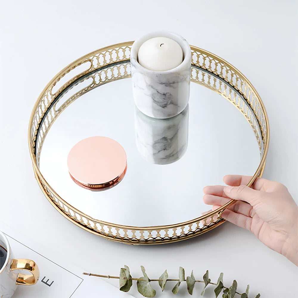 Mirror Tray with Antique Bronze Finish, Resin Build, Easy Installation, Small Footprint for Home and Office Decoration