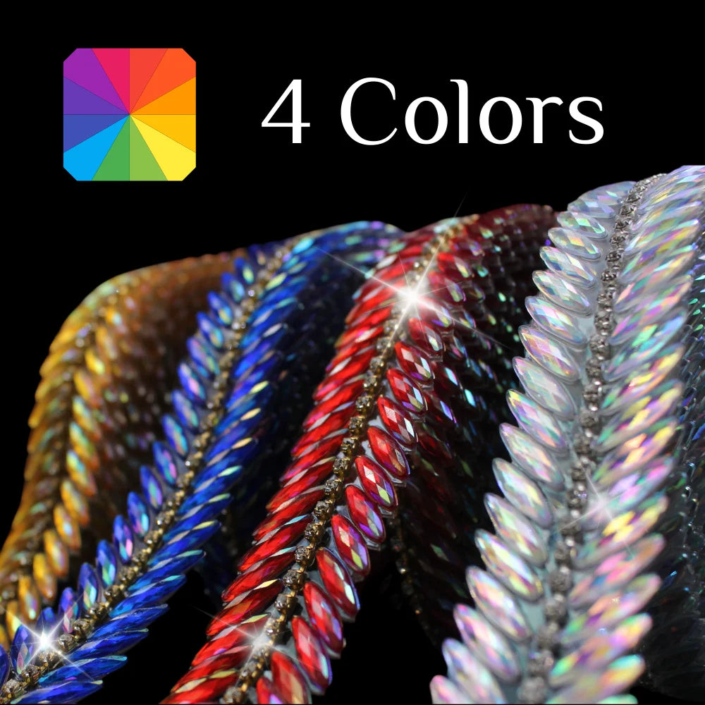 1 Yard Self Adhesive Rhinestone Strips AB Rhinestone Trim Ribbon Sticky for Crafts Glitter Tape Decorative Gem Sticker TR191