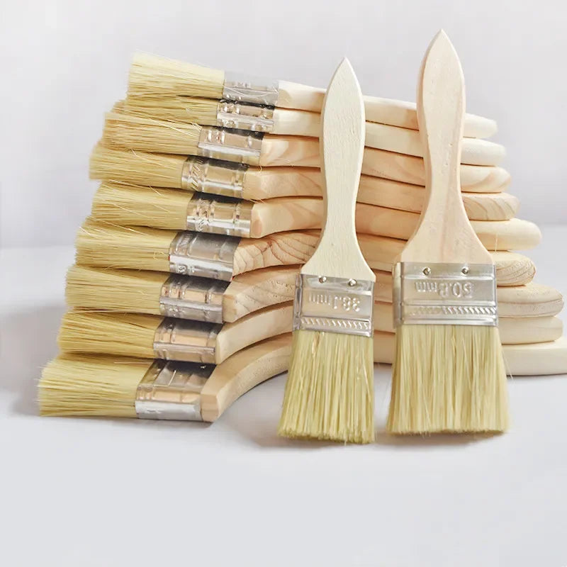 5pcs Paint Brush Wooden Handle BBQ Brush 1/2/4/5/6 Inch Soft Hair Painting Brushes for Wall and Furniture Paint Tool Set