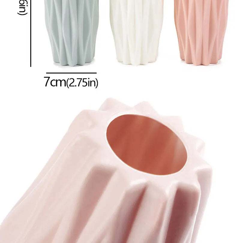 Diamond Pattern Plastic Smooth Vase Plants Basket Nordic Wedding Decorative Dining Durable for Living Room Bedroom Home Decora