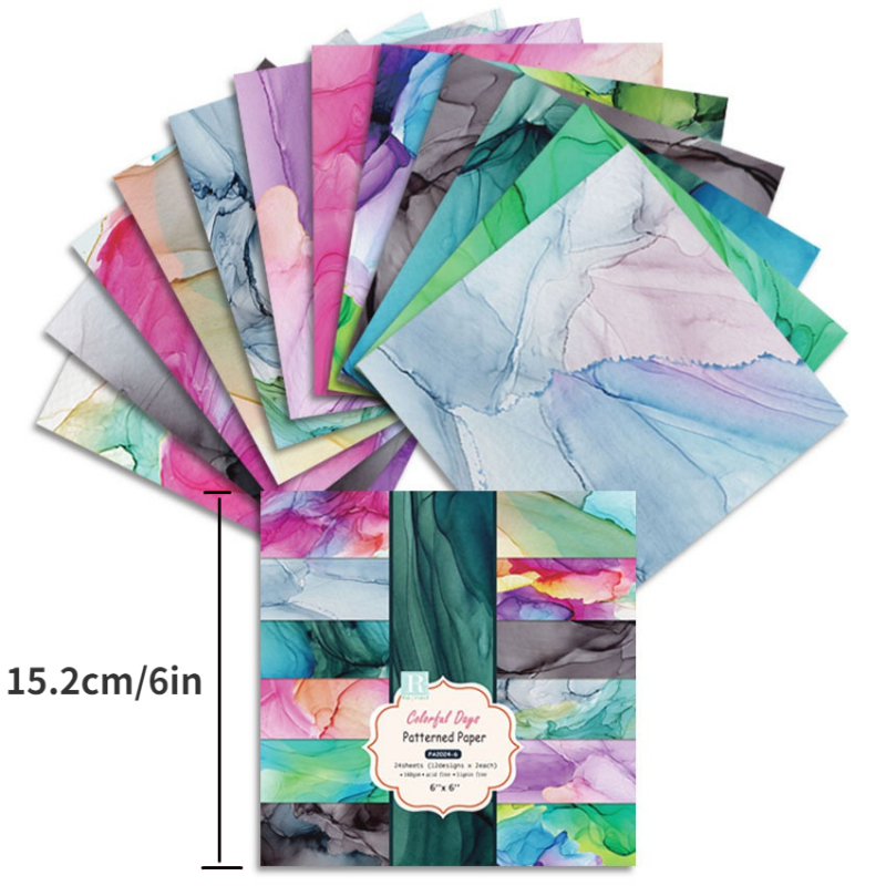 24 Sheets colorful Craft Paper Pads Cutting Dies Art Background Origami Scrapbooking Card Making