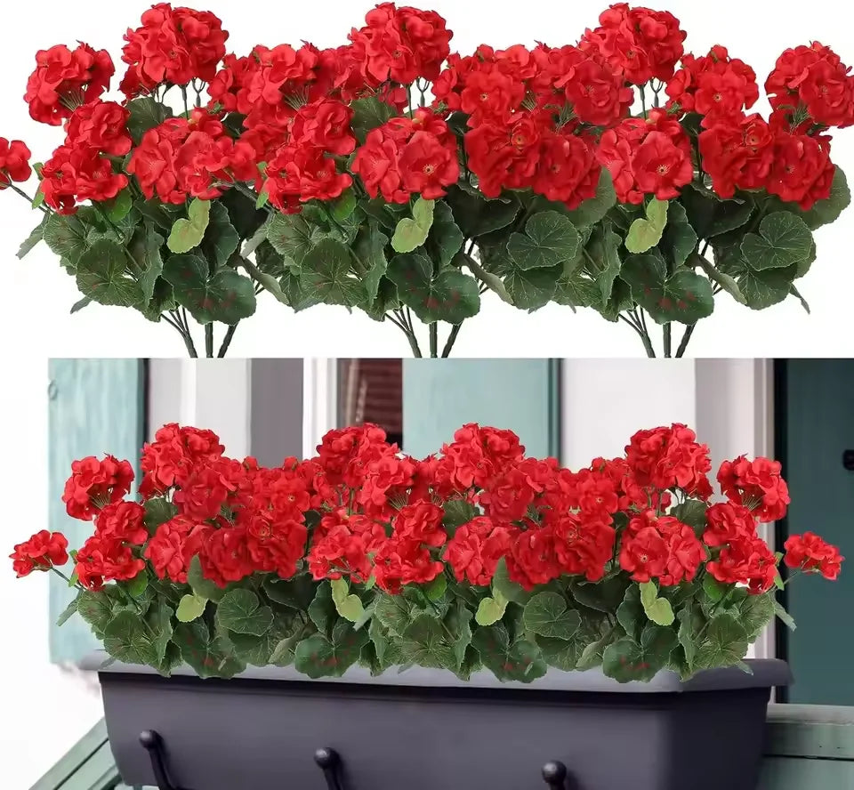 2/4Pcs 12.6inch Artificial Plant Silk Begonia Flower Geraniums UV Resistant Nonwoven Faux Flowers for Garden bonsai Floral Decor