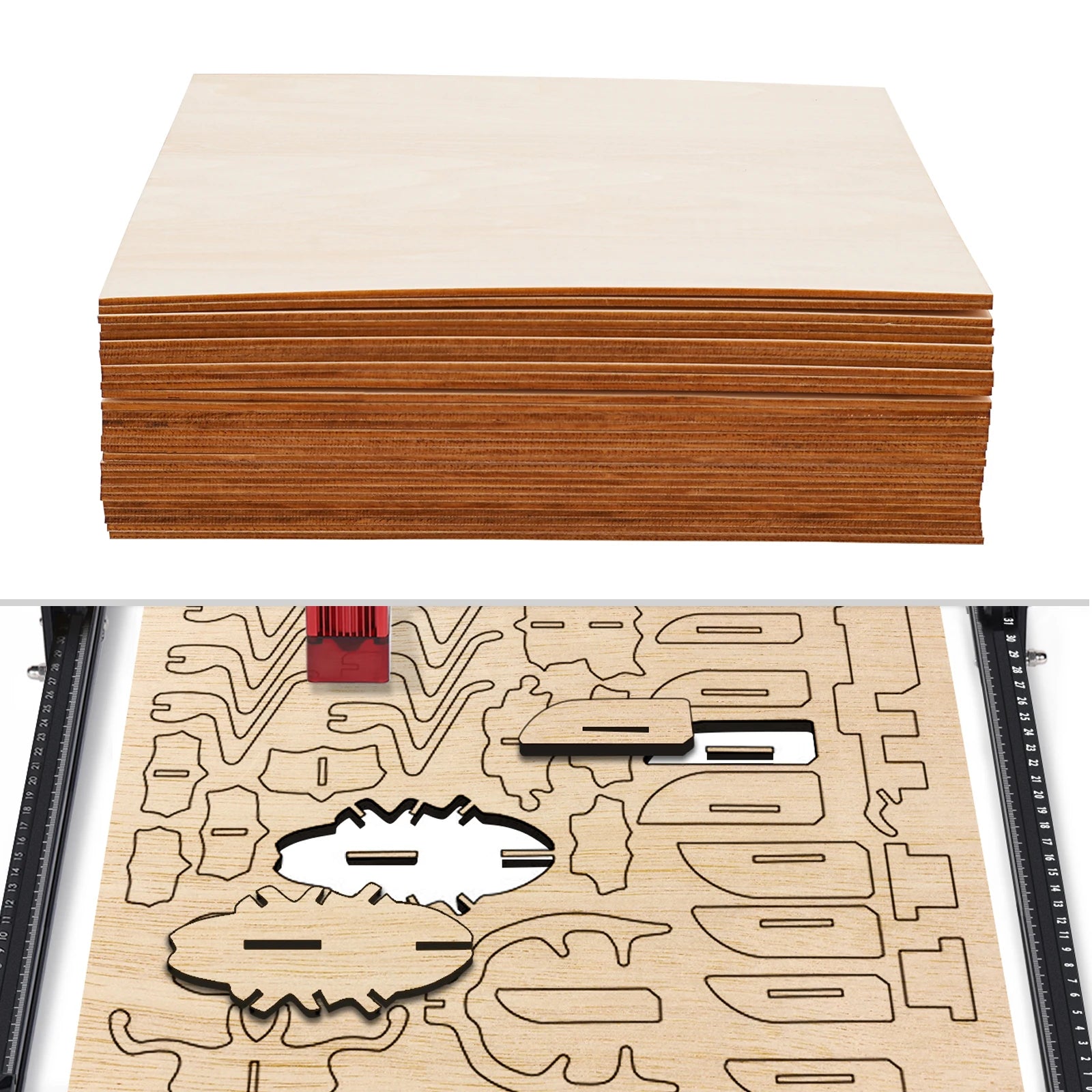 30PCS 30x30cm Basswood Sheets, 3mm Thick DIY Wood Boards, Rectangle Blank Wooden for Crafts, Laser Engraving, Home Decor
