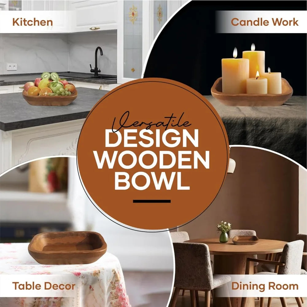 Wooden Dough Bowls for Candle Making (10-Piece Set) | Eco-Friendly Home Decor and Reusable Candle Holders