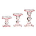 Candle Holder Pink Glass Candlestick Holder Pillar Candle Stand for Valentine's Day Wedding Dining Room Anniversary Festival