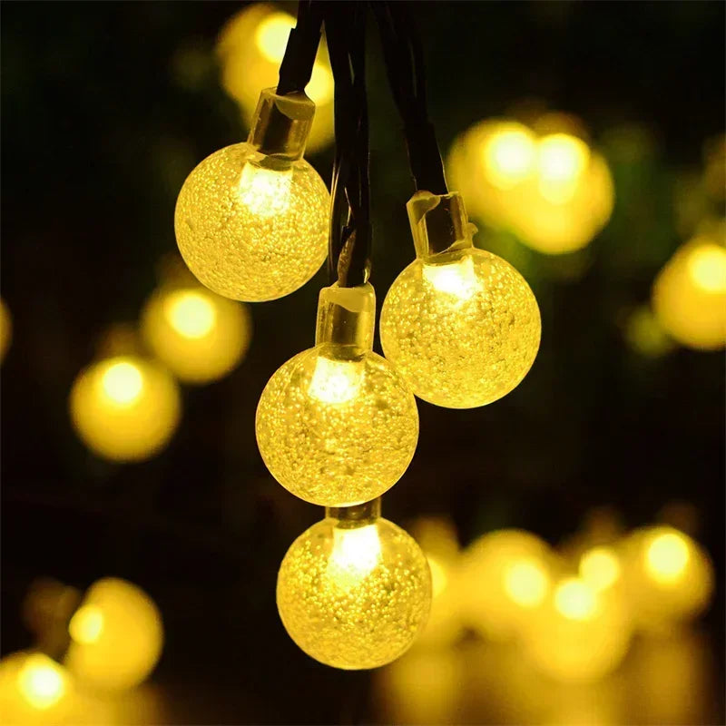 5/7/12m Outdoor LED Crystal Globe Light Solar Fairy Light Solar String Light for Easter Wedding Party Decoration