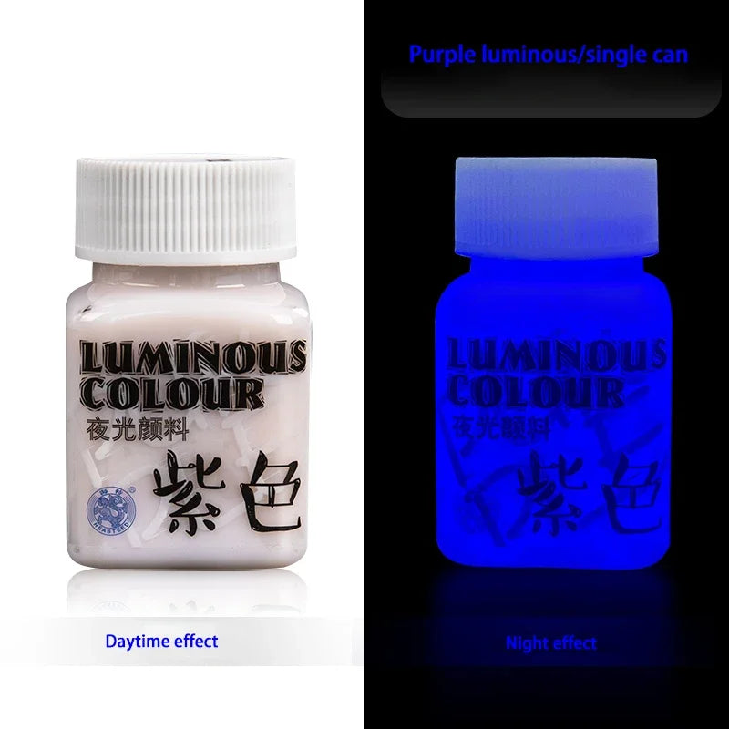 58ML Fluorescent Acrylic Pigment Luminous Pigment Glow in Dark Hand Painted DIY Festival Party Wall Light Absorbing Pigment