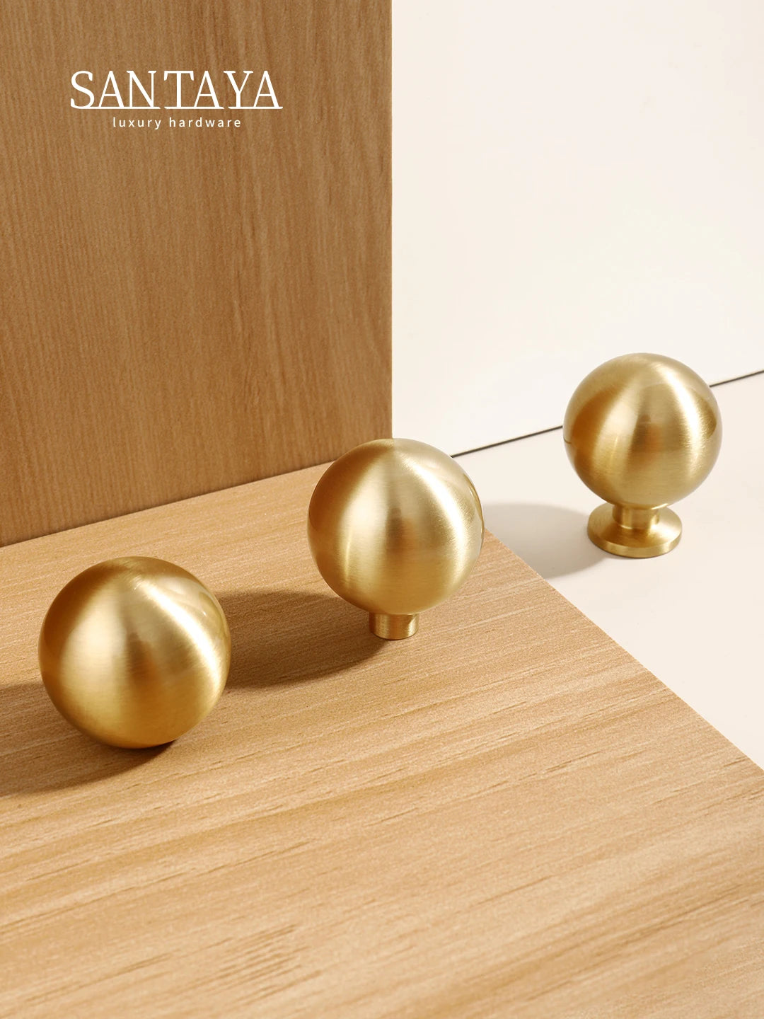 Santaya Brass Knob Round Furniture Handle Ball Modern Minimalist Gold Drawer Knob Wardrobe Pull Kitchen Handle Solid Single Hole