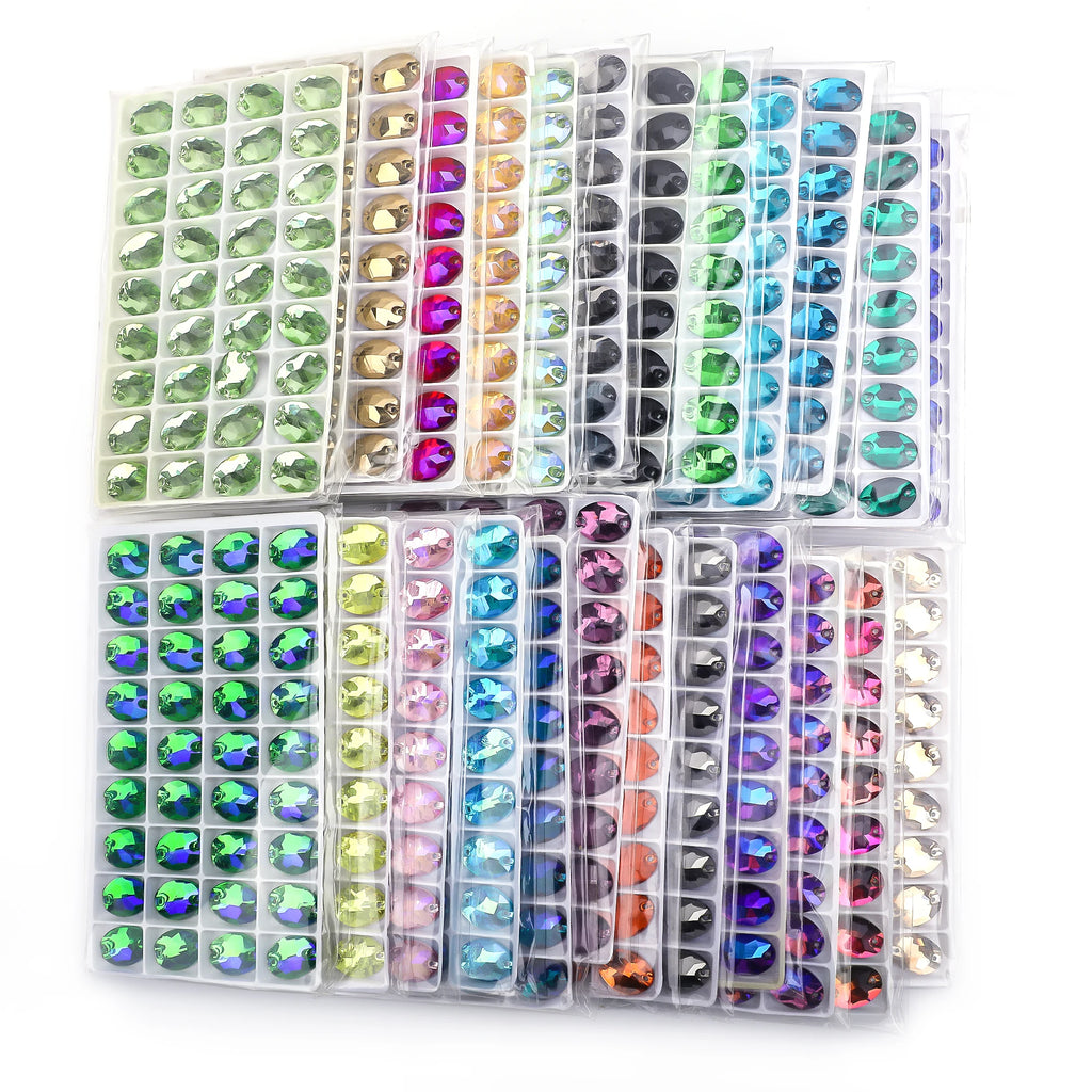 VC Oval Fine crystal AB rhinestone decoration flat back sewing 2 hole stone glass beads, can be used as DIY wedding decoration