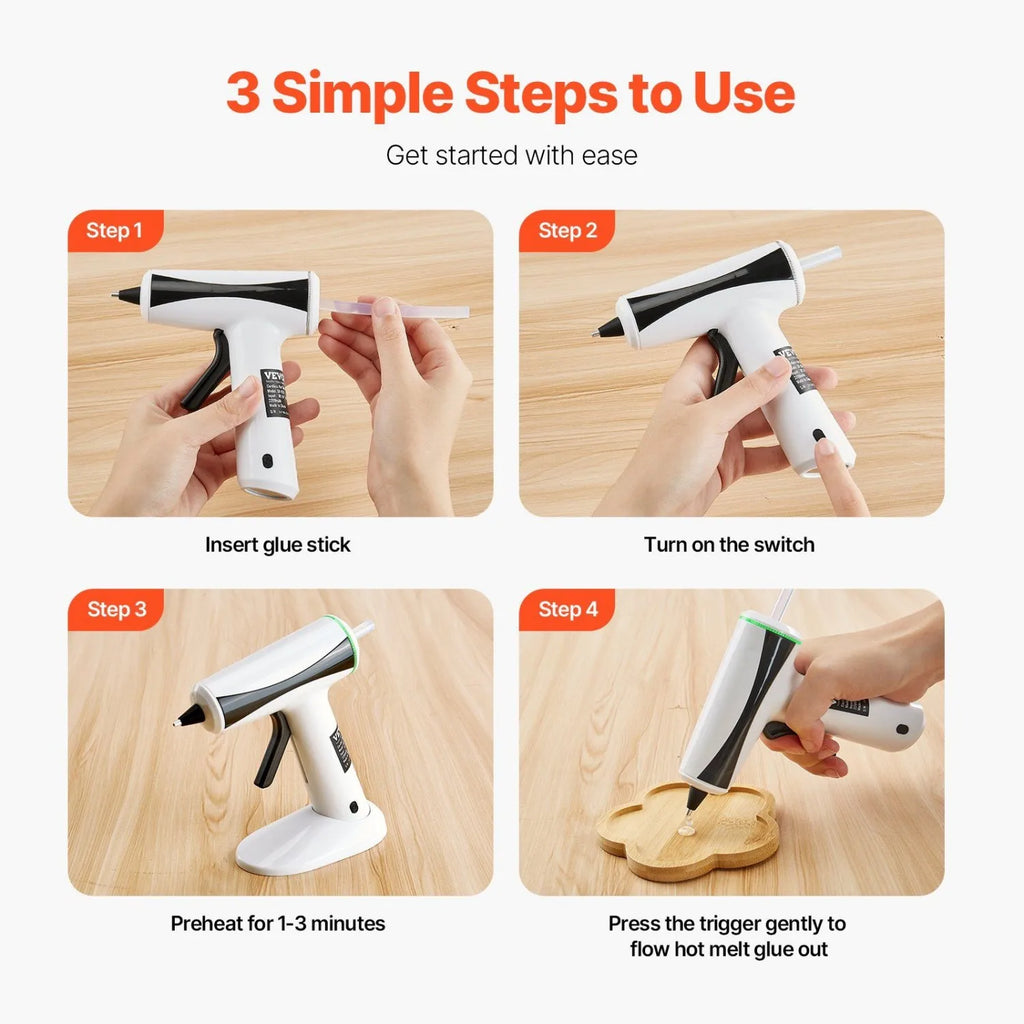Cordless Hot Glue Gun, 3-Minute Fast Preheat with PI Film Tech, 2200mAh Battery & Magnetic Base for Home/Office/Crafts