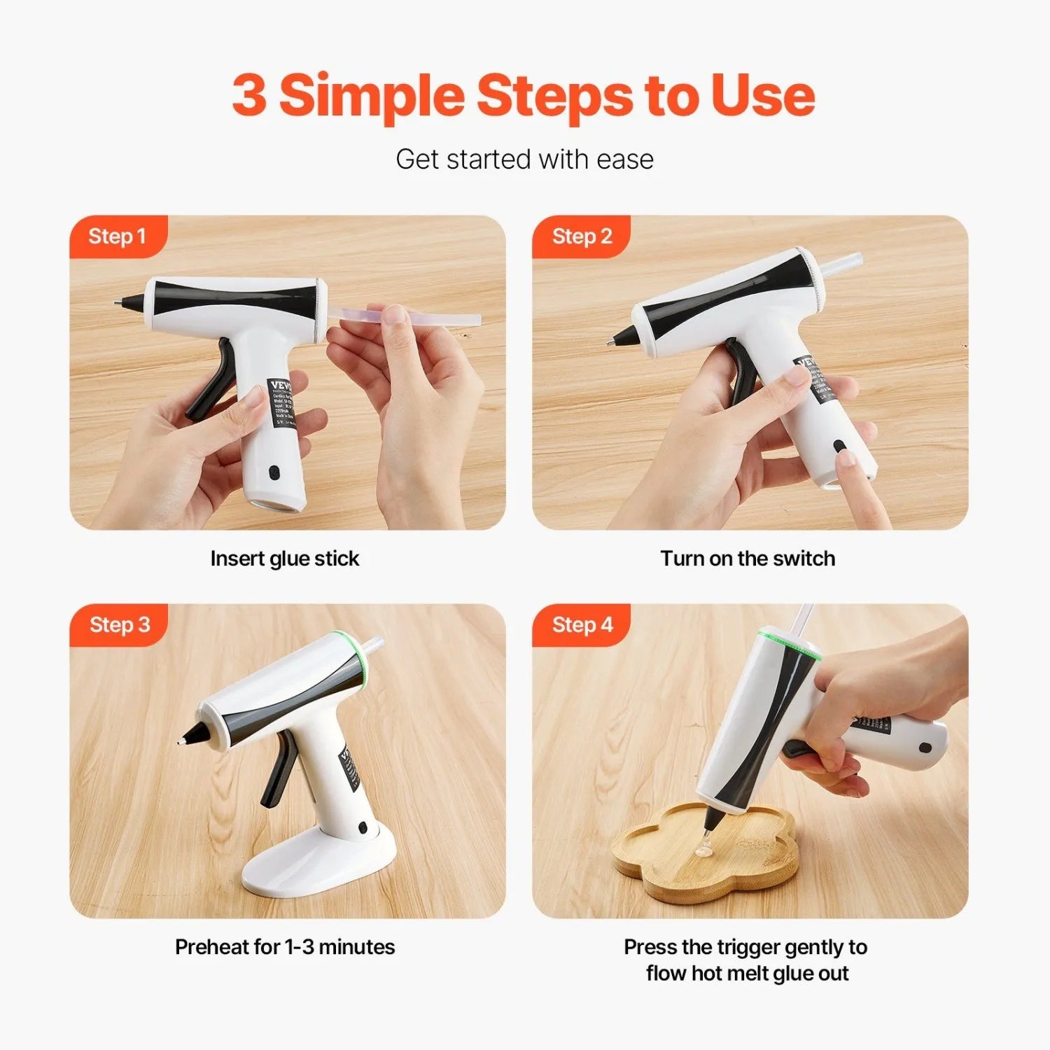 Cordless Hot Glue Gun, 3-Minute Fast Preheat with PI Film Tech, 2200mAh Battery & Magnetic Base for Home/Office/Crafts