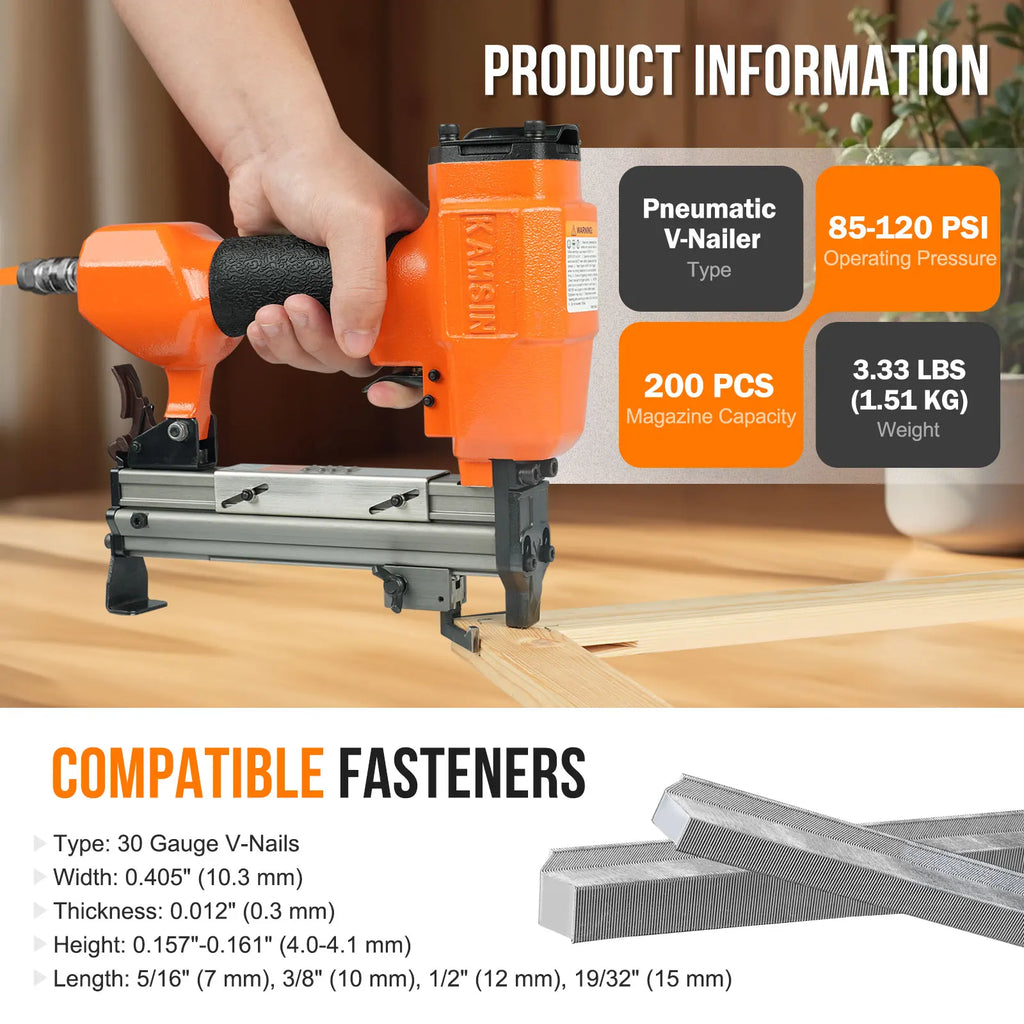 KAMSIN V1015 No. 30 Flexible Air Nail Gun 30V Staple Gun for Home DIY Photography Studios