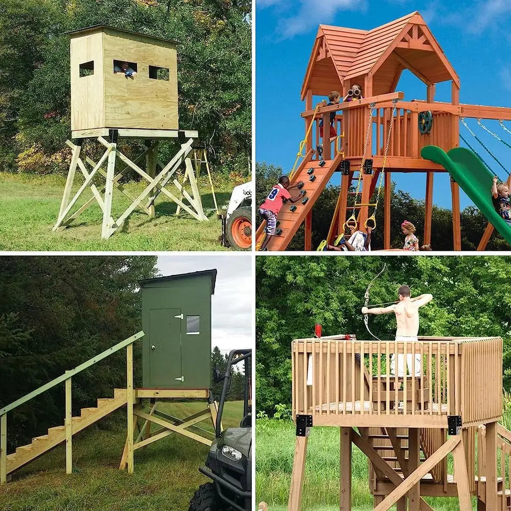 Set of 8 4x4 Outdoor Compound Angle Brackets for Deer Stands and Hunting Blinds
