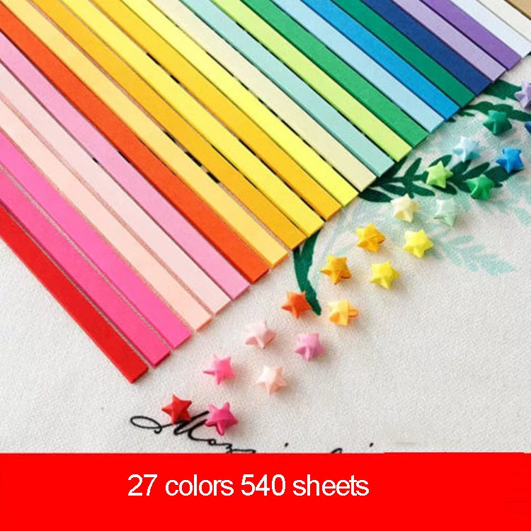 540Sheet Origami Stars Paper Strips27Colors Folding Paper Colorful Double Sided Lucky Star Origami DIY Hand Arts Make Home Decor