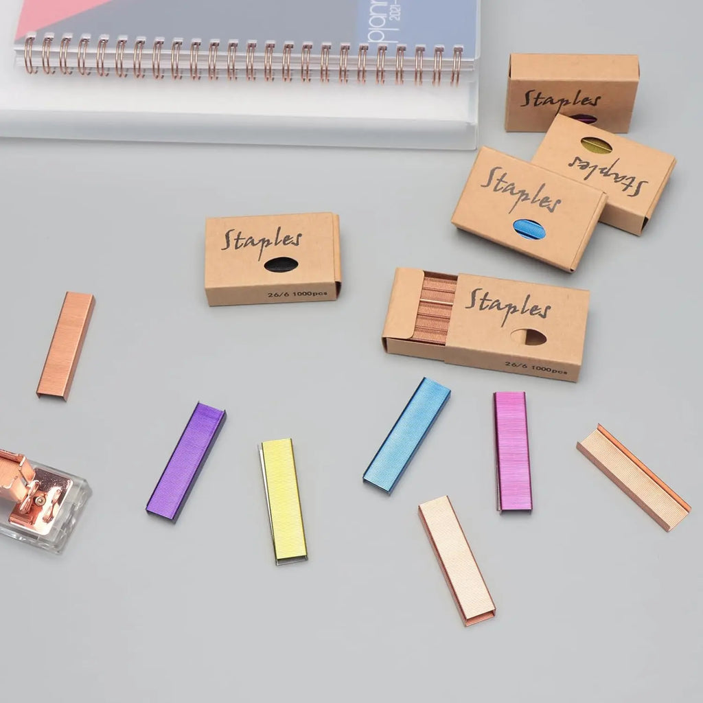 6000 Colorful Staples for Manual Staplers, 6 Colors 1000 Each, Office School Supplies Refill