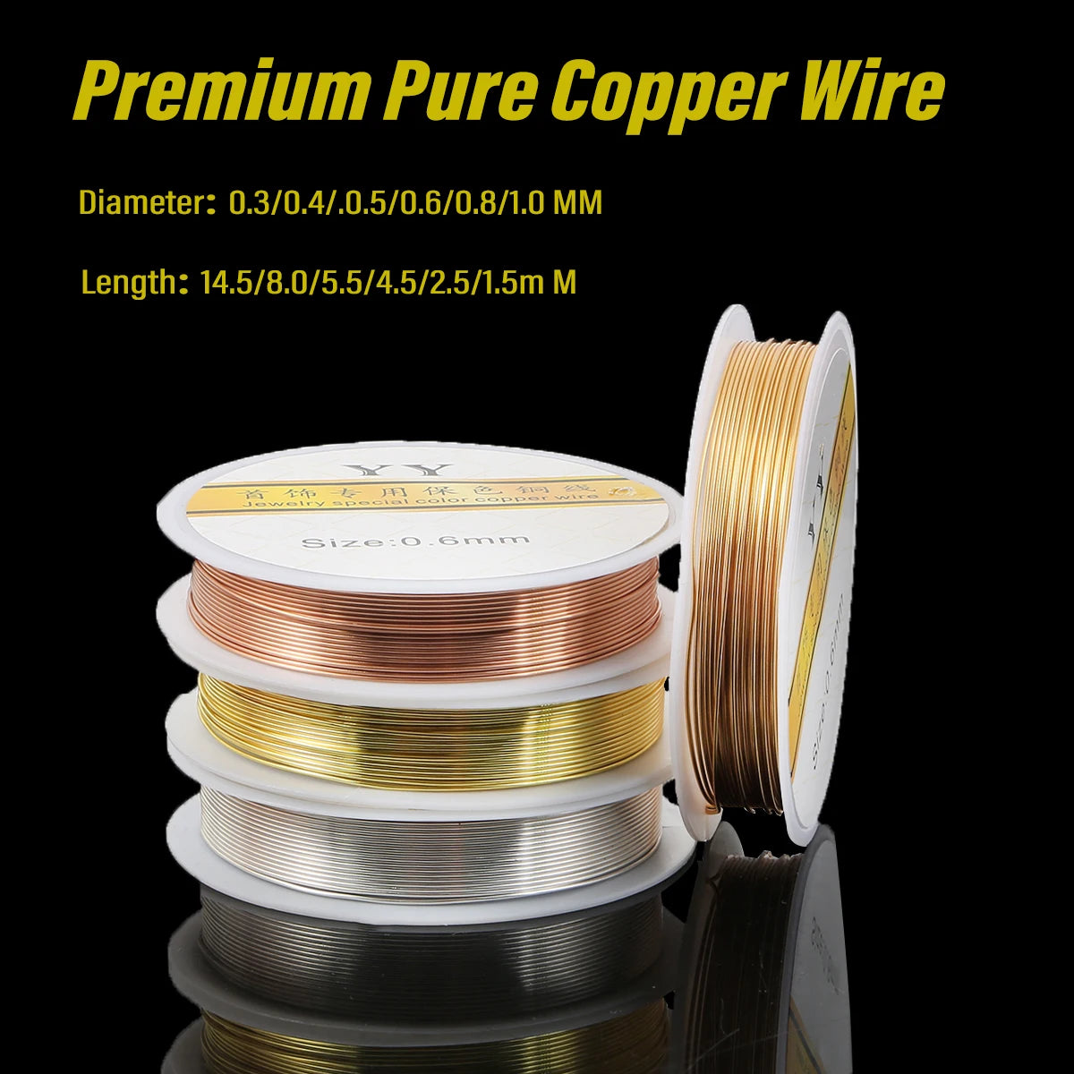 0.3-1.0mm Premium Pure Copper Wire - Anti-Corrosion & High Flexibility for Jewelry Crafting, Beading Wire Wrapping (Gold/Silver)