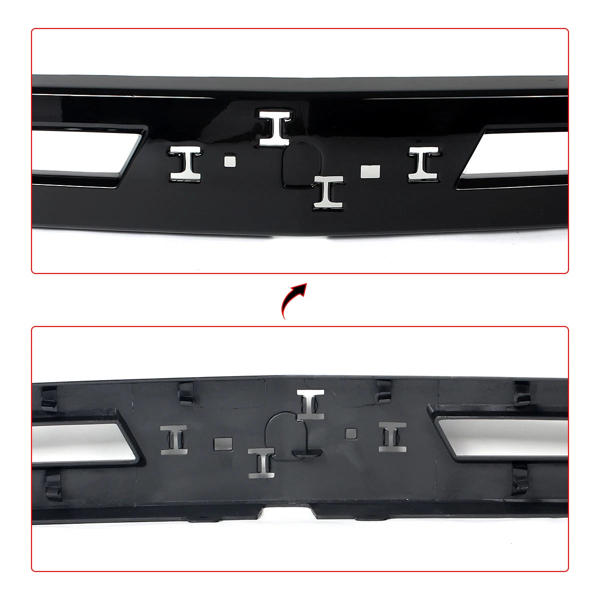 Front Upper Grille Molding Trim Fit For Chevrolet Tahoe/Suburban 2021-2024 Front Bumper Grille Surround Body Kit Glossy Black