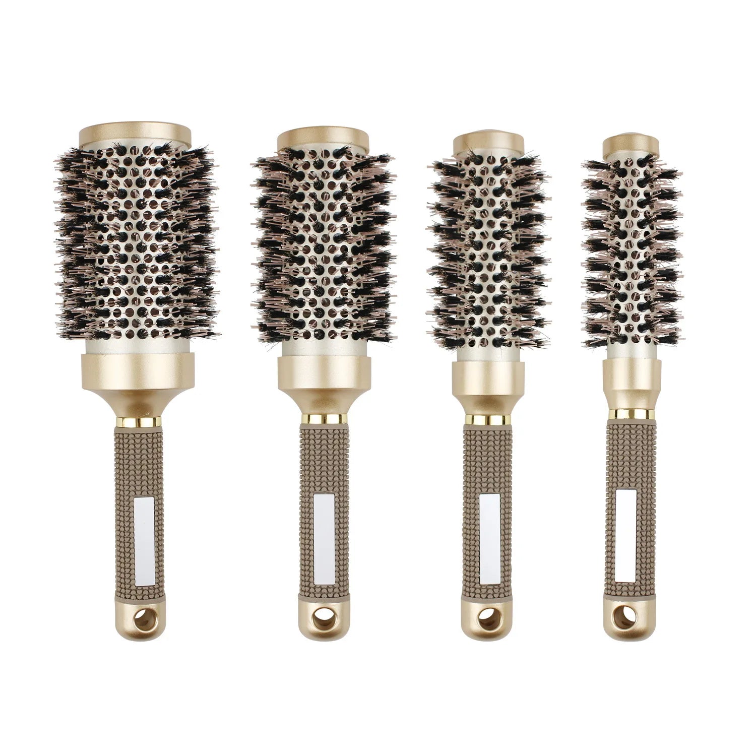 Gute Boar & Nylon Roller Brush - Gold Non-Slip Handle, Curl Defining Barrel - Salon Home Styling