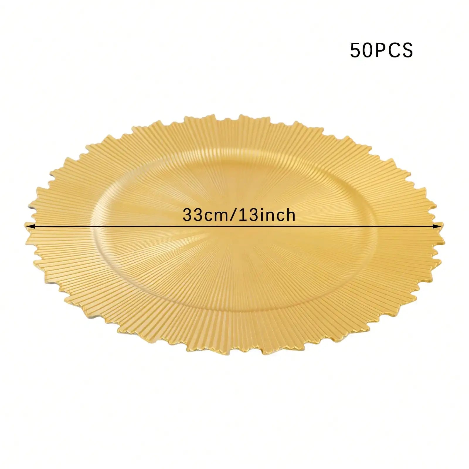 50 Pcs Round Charger Plates,Gold Charger Plate for Birthday Parties, Holidays, Weddings, Banquets, Camping, Picnics, Barbecues