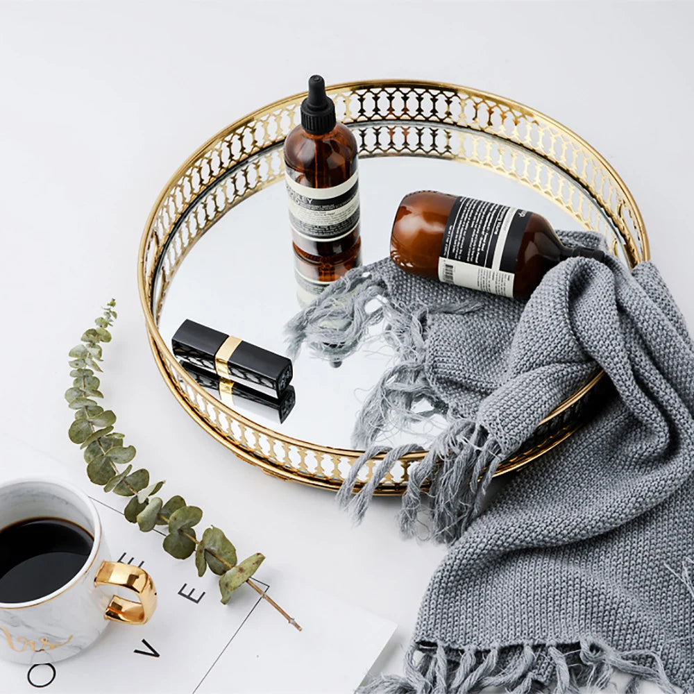 Mirror Tray with Antique Bronze Finish, Resin Build, Easy Installation, Small Footprint for Home and Office Decoration