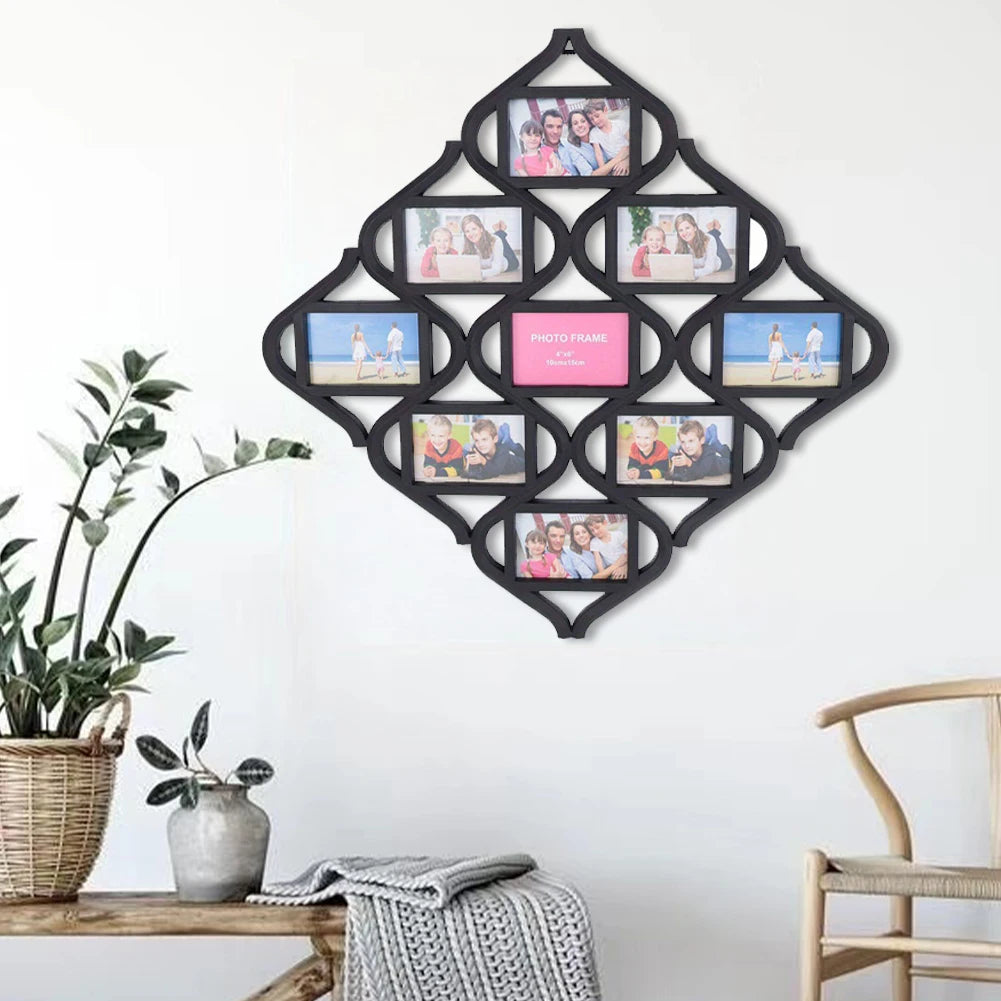 4x6In Wall Photo Frame Collage Reusable 9 Grid Photo Frame Creative Photo Frame for for Wall Decoration and Photo Display