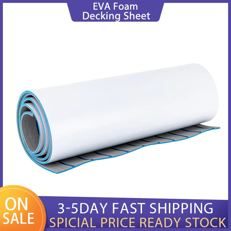 Boat Flooring EVA Foam Decking Sheet Faux Teak Marine Mat Non-Slip Self-Adhesive Flooring Material for RV Yacht 95 x 24inch