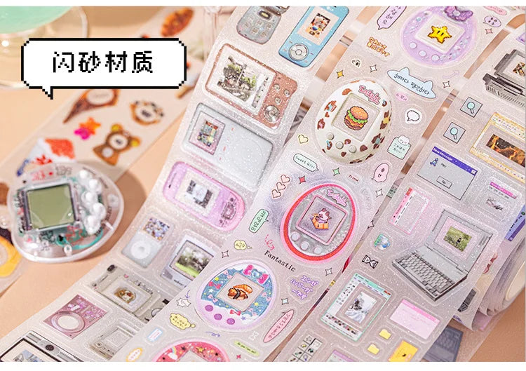Mr Paper 4rolls Glitter Pet Die-Cut Tape Time Warp ins style cartoon border handbook goo card decorative collage DIY Dairy Card