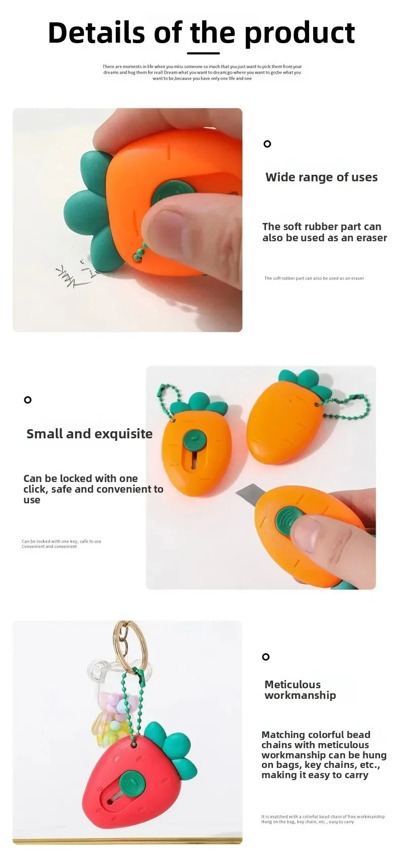 1Pcs Utility Knife In The Shape Of Mini Fruit Designed To Be Hung For Unpacking Paper Cuttings Envelope Wrapping Tool