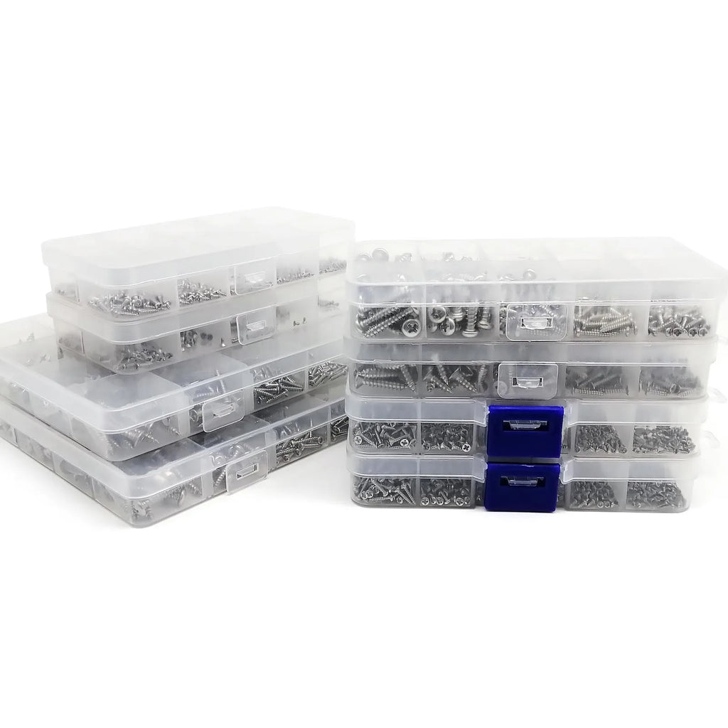 1 Kit Mix Sizes M1.2 M1.4 M1.7 M2 M3 M4 Phillips Flat Countersunk Round Pan Head Wood Self Tapping Screw Set 304 Stainless Steel