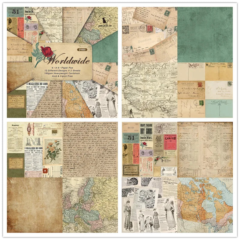 12 Sheet Scrapbooking Paper 15x15cm, Christmas Journal Planner Paper Pad Cardstock Backgrounds Card for DIY Art Craft Decoration