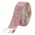 1 piece of craft jewelry tape roll self-adhesive diamond sparkling crystal ribbon sticker bag (pink diamond style)