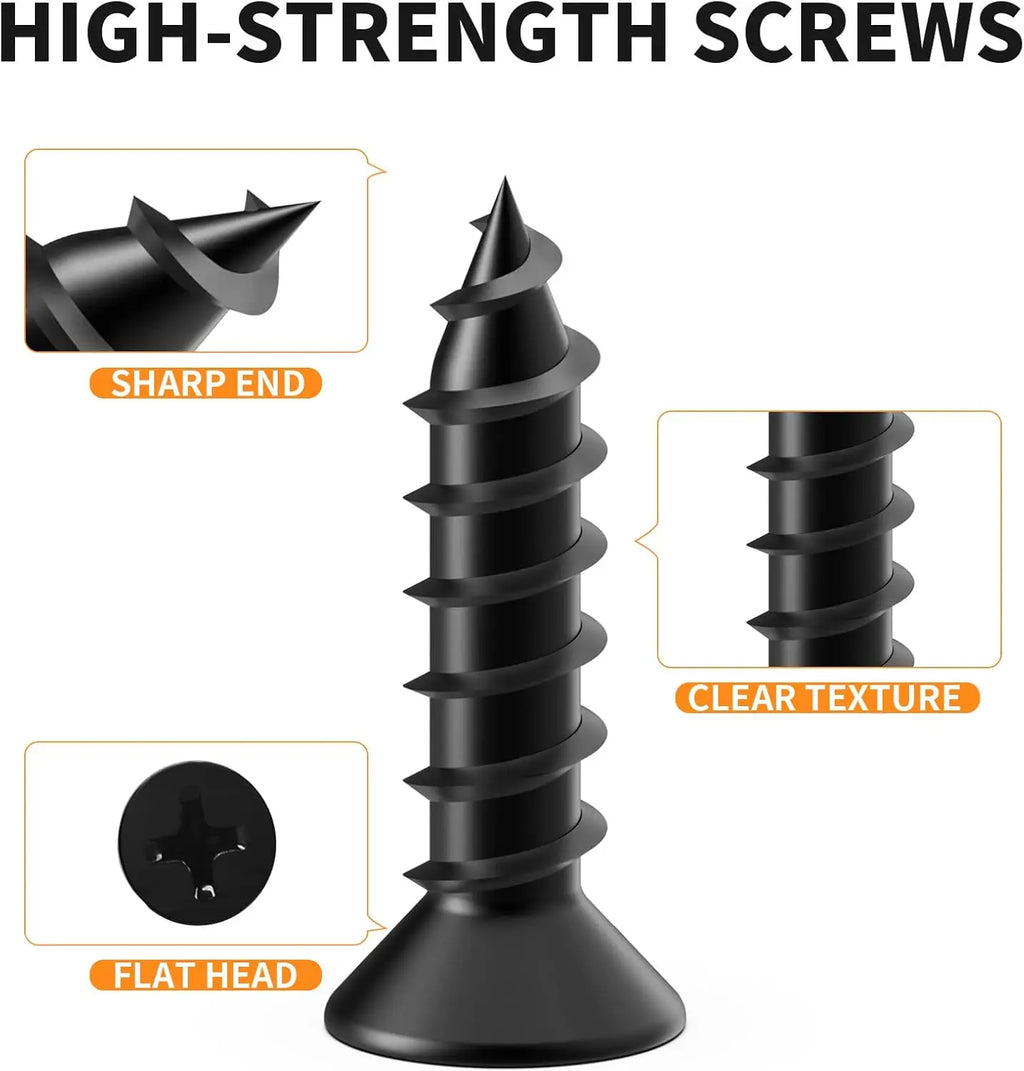 18PCS Stainless Steel L Brackets for Shelves, Black Small Right Angle Corner Brace with 72PCS Screws (1.57x1.57 in)
