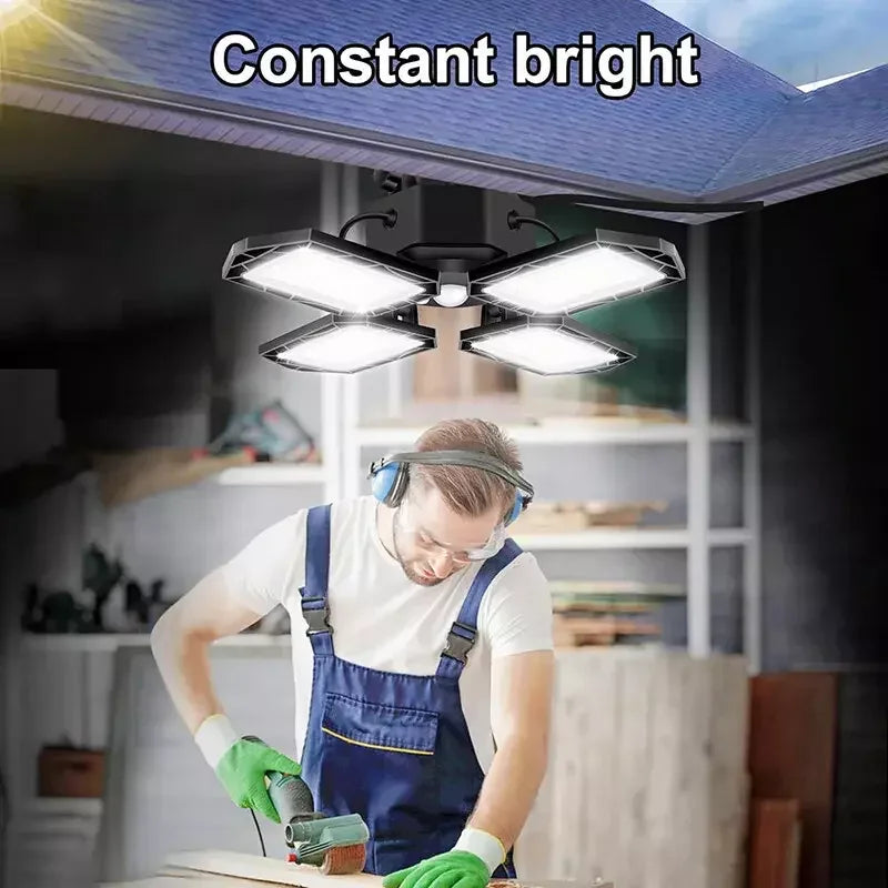 Outdoor Indoor Solar Pendant Light Motion Sensor Folding LED Lamp 3 Modes Floodlight for Industrial Lighting Workshop Warehouse
